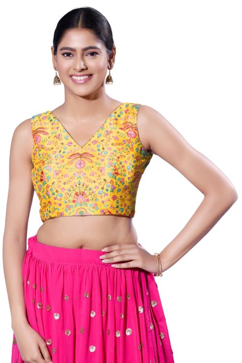 Picture of Appealing Silk Yellow Readymade Blouse