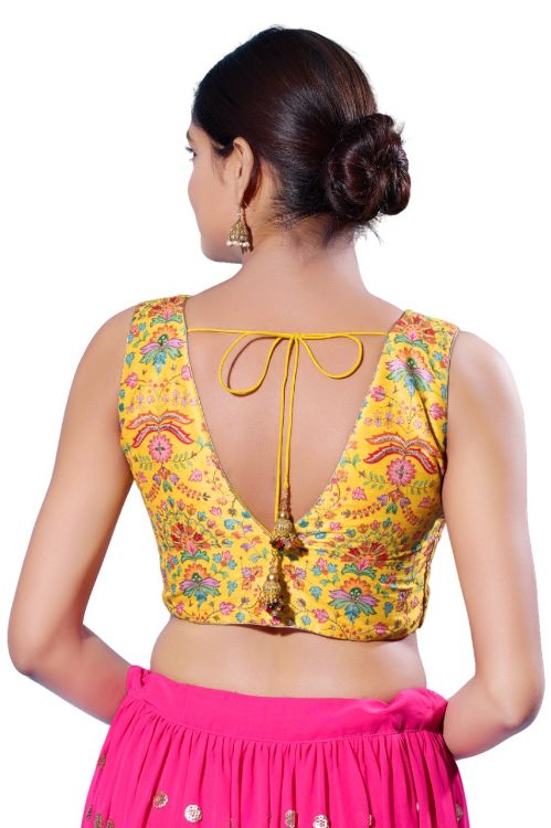 Picture of Appealing Silk Yellow Readymade Blouse