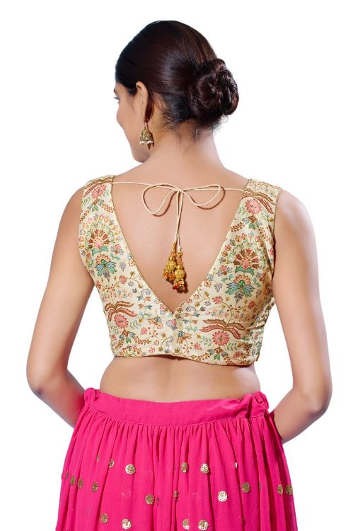 Picture of Sightly Silk Light Gold Readymade Blouse