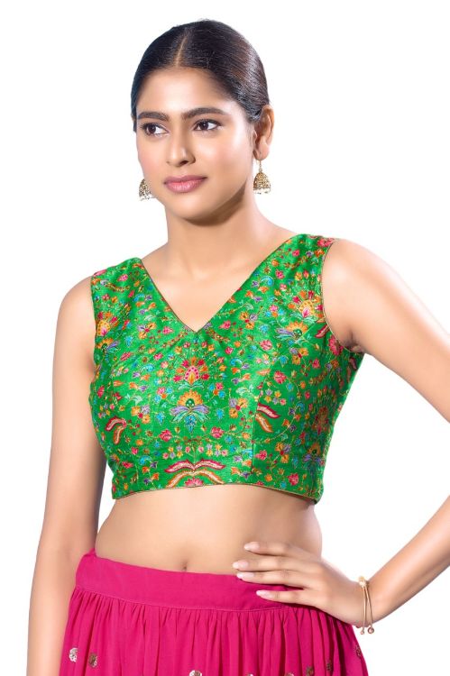 Picture of Sightly Silk Green Readymade Blouse