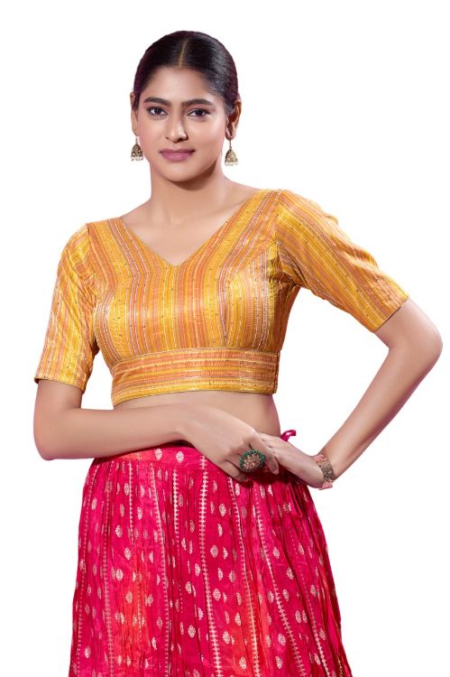 Picture of Marvelous Brocade Yellow Readymade Blouse