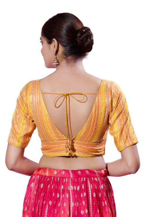 Picture of Marvelous Brocade Yellow Readymade Blouse