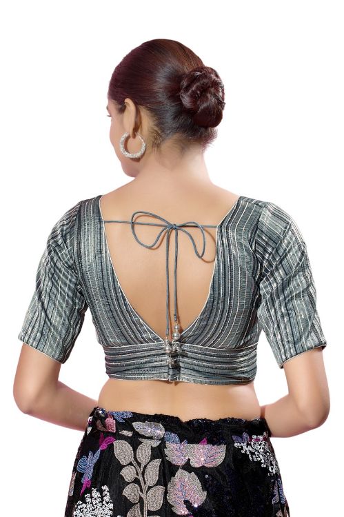 Picture of Amazing Brocade Grey Readymade Blouse