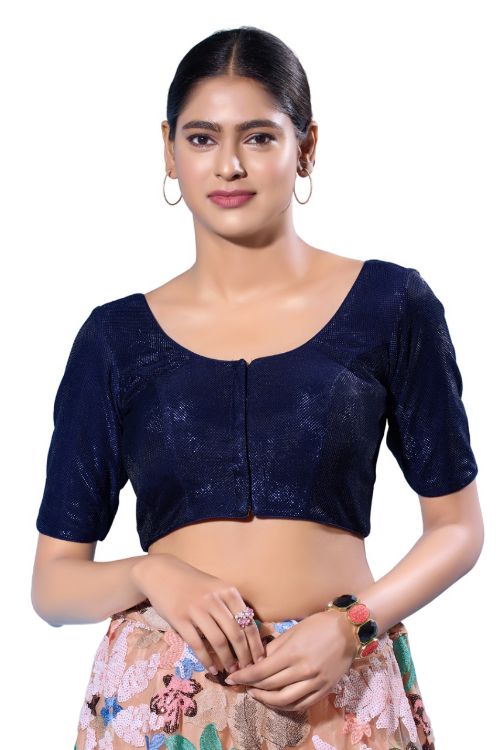 Picture of Enticing Shimmer Navy Blue Readymade Blouse