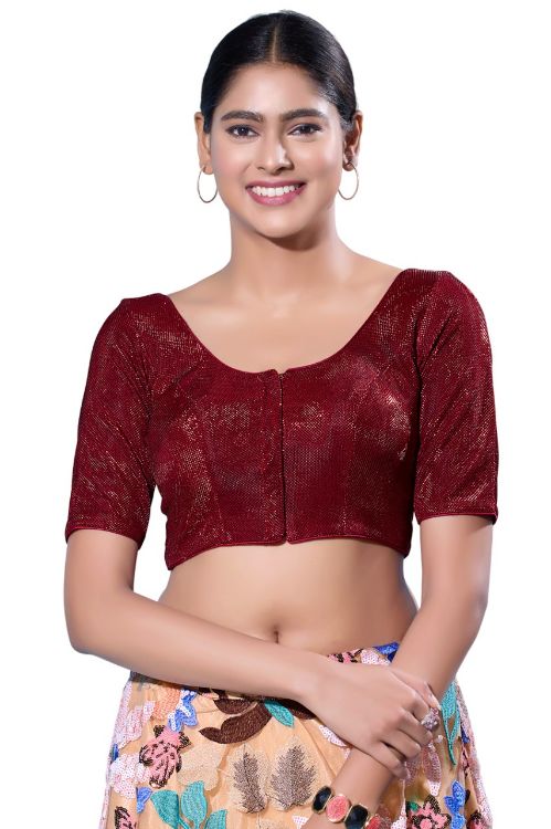 Picture of Splendid Shimmer Maroon Readymade Blouse