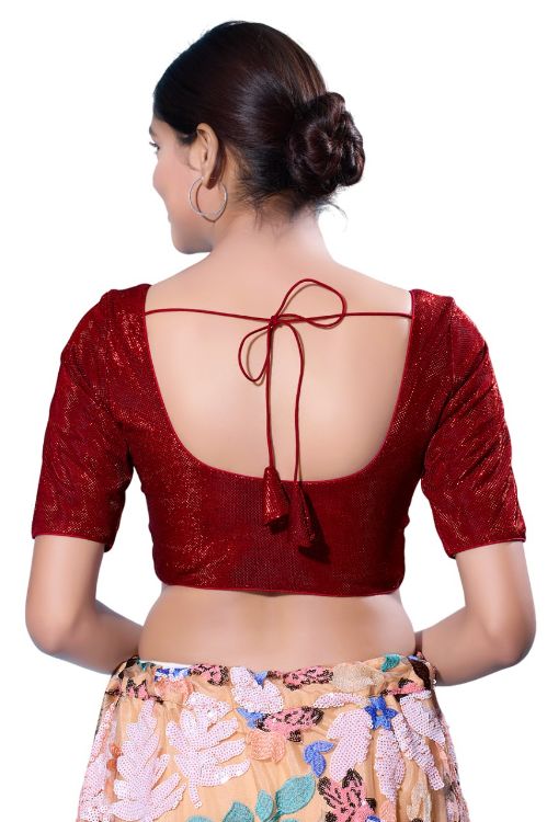 Picture of Splendid Shimmer Maroon Readymade Blouse