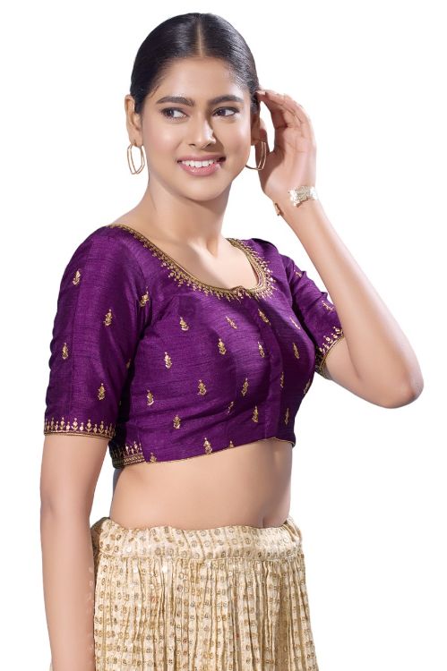 Picture of Classy Mulbury Silk Purple Readymade Blouse