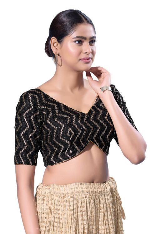 Picture of Beauteous Silk Navy Blue Readymade Blouse