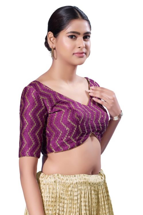 Picture of Graceful Silk Purple Readymade Blouse