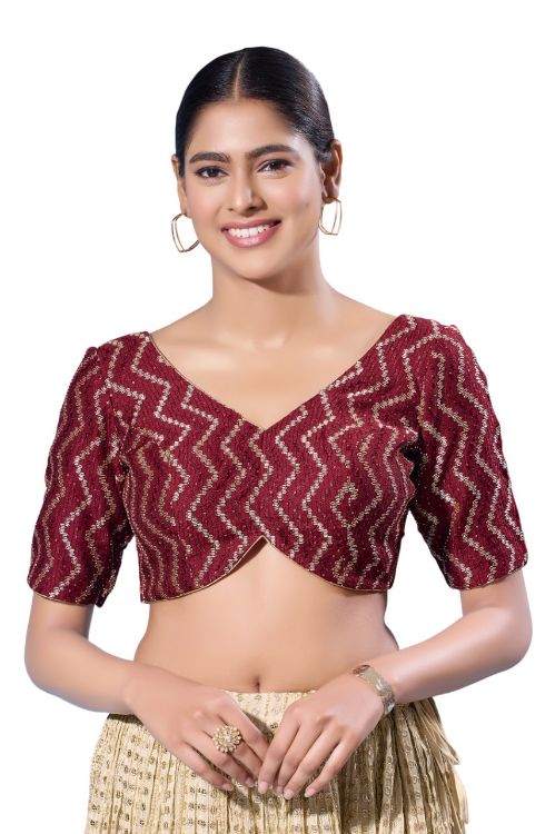Picture of Sightly Silk Maroon Readymade Blouse