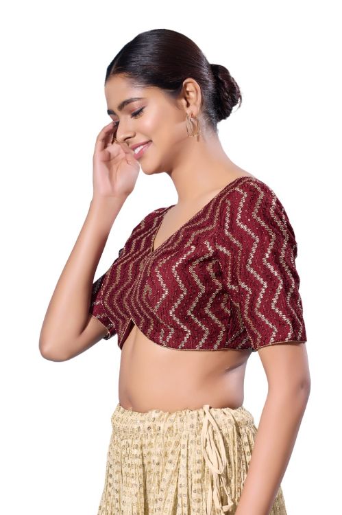 Picture of Sightly Silk Maroon Readymade Blouse