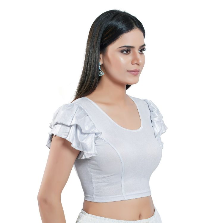 Picture of Well Formed Nylon Silver Readymade Blouse