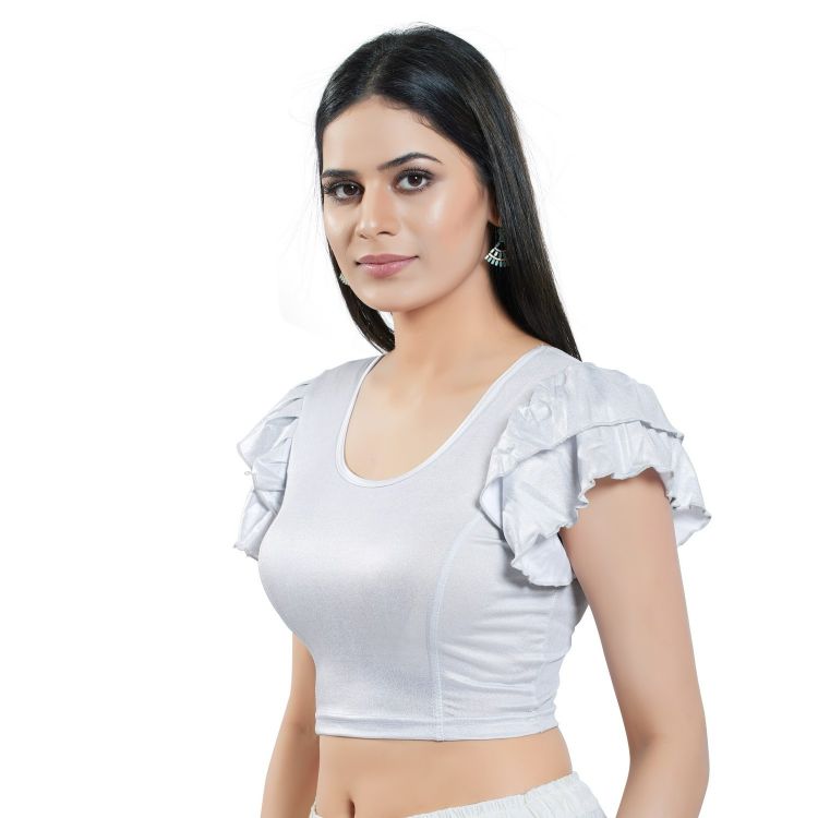 Picture of Well Formed Nylon Silver Readymade Blouse