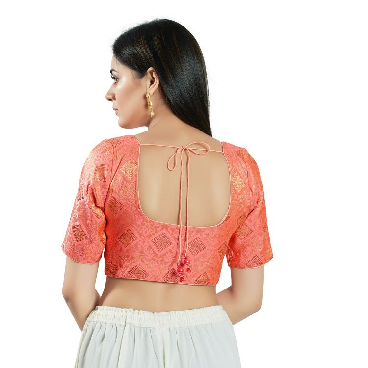 Picture of Pleasing Brocade Pink Readymade Blouse