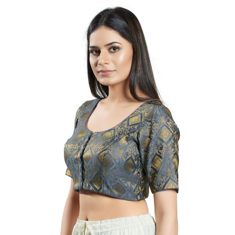 Picture of Lovely Brocade Grey Readymade Blouse