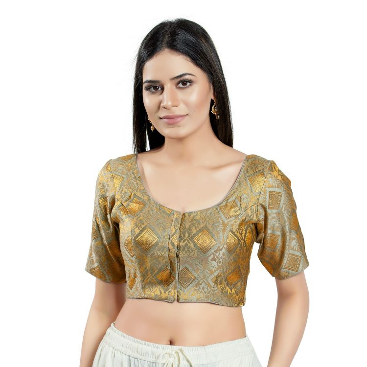 Picture of Marvelous Brocade Light Grey Readymade Blouse