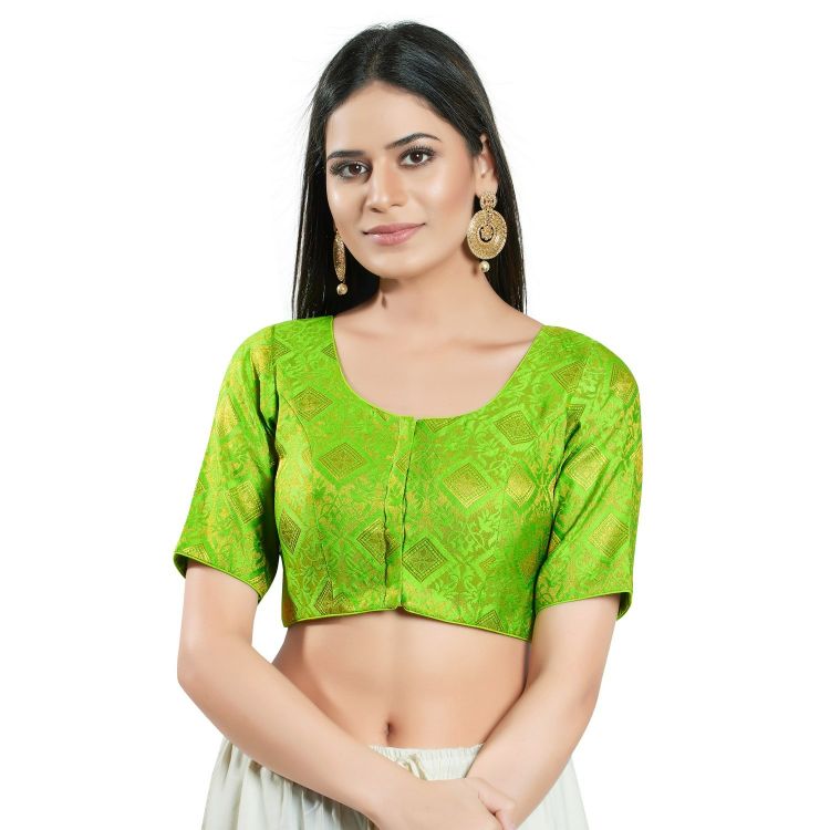 Picture of Amazing Brocade Green Yellow Readymade Blouse