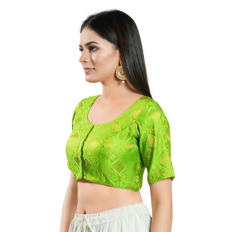 Picture of Amazing Brocade Green Yellow Readymade Blouse