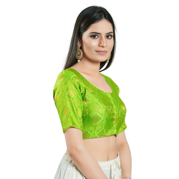 Picture of Amazing Brocade Green Yellow Readymade Blouse