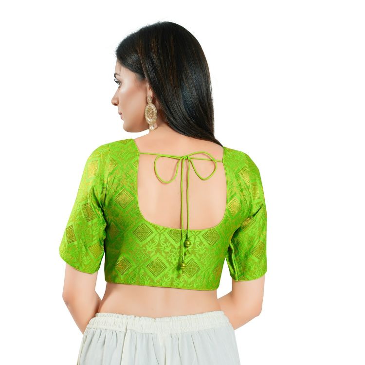 Picture of Amazing Brocade Green Yellow Readymade Blouse