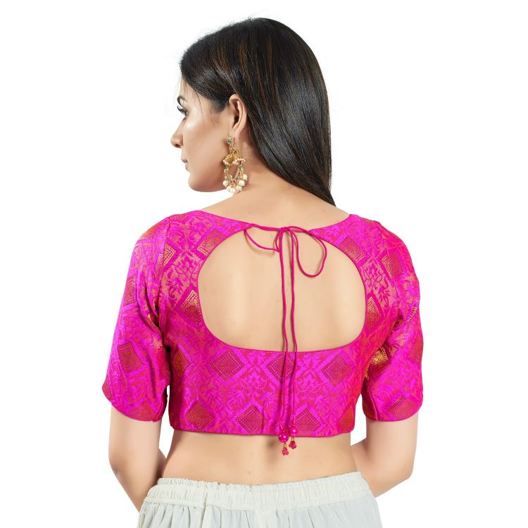 Picture of Superb Brocade Pink Readymade Blouse
