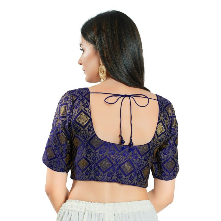 Picture of Sublime Brocade Navy Blue Readymade Blouse