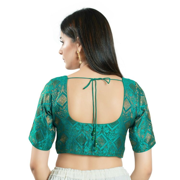Picture of Grand Brocade Rama Green Readymade Blouse