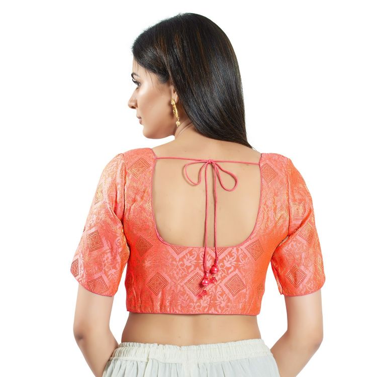 Picture of Sublime Brocade Peach Puff Readymade Blouse