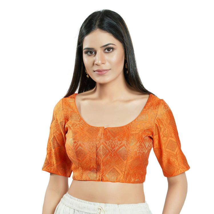 Picture of Marvelous Brocade Orange Readymade Blouse
