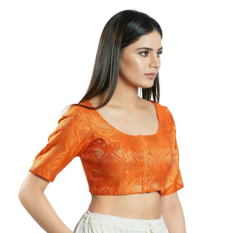 Picture of Marvelous Brocade Orange Readymade Blouse