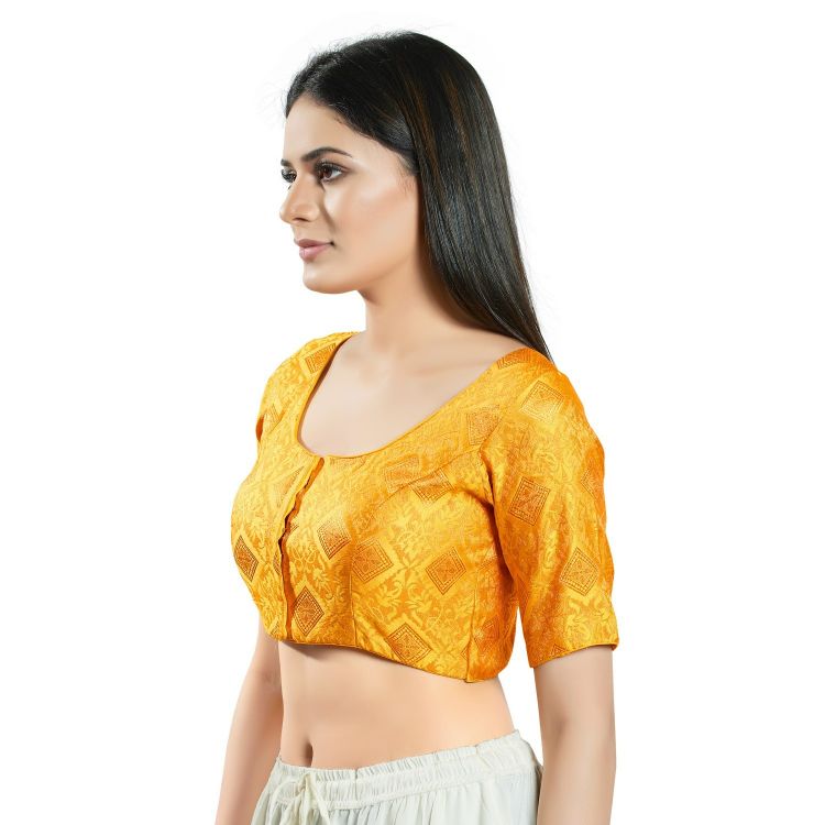 Picture of Appealing Brocade Yellow Readymade Blouse