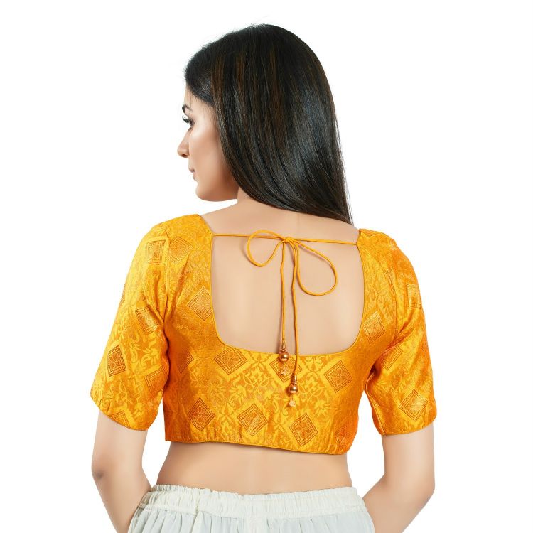 Picture of Appealing Brocade Yellow Readymade Blouse