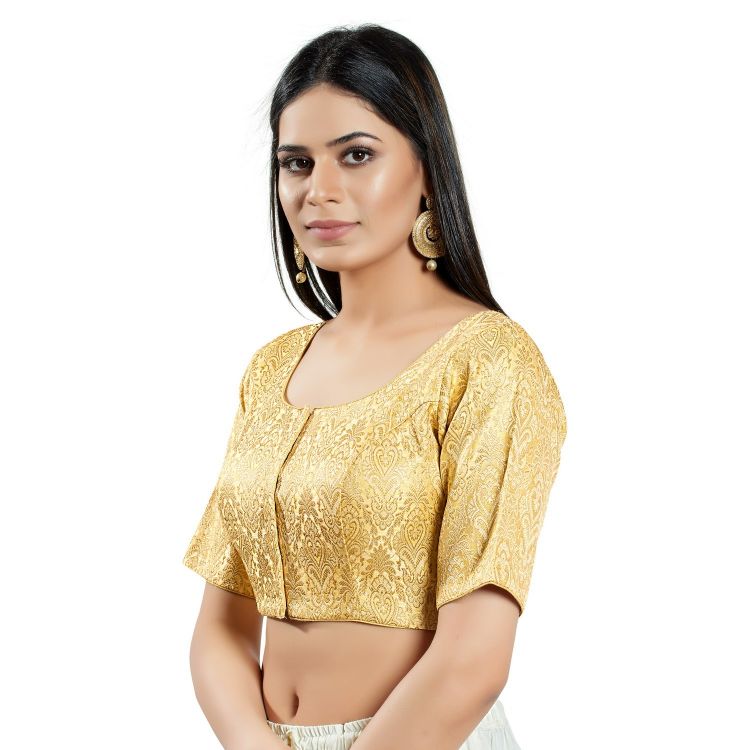 Picture of Pretty Brocade Light Gold Readymade Blouse