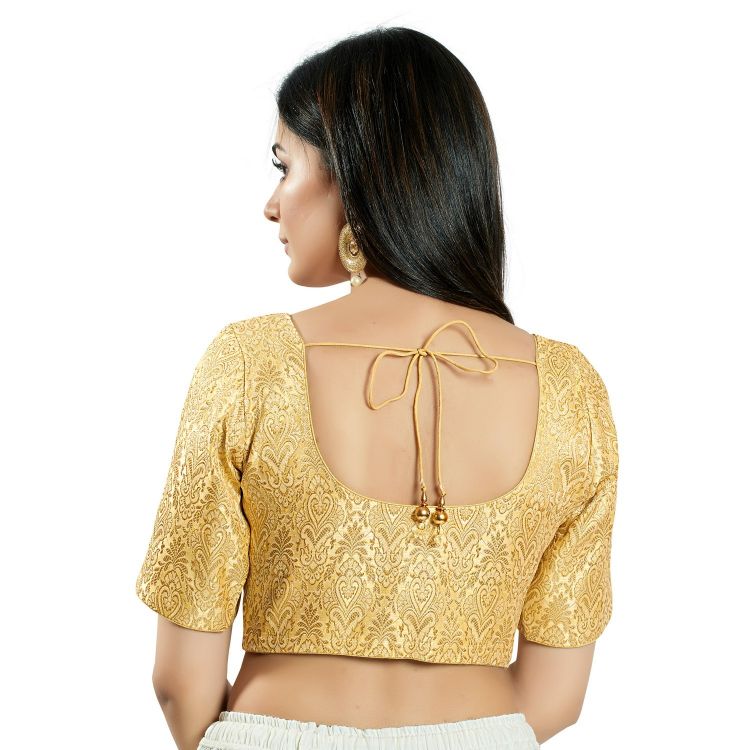 Picture of Pretty Brocade Light Gold Readymade Blouse
