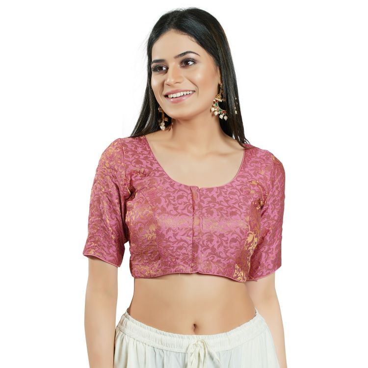 Picture of Lovely Brocade Light Pink Readymade Blouse