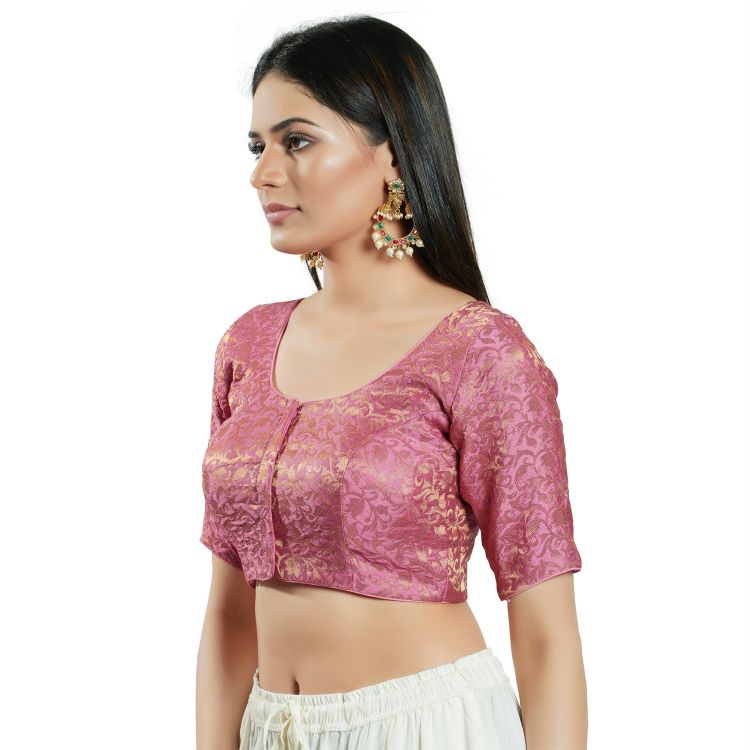Picture of Lovely Brocade Light Pink Readymade Blouse