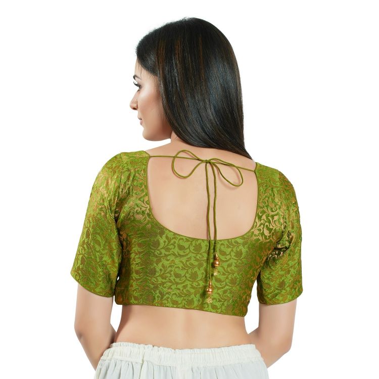 Picture of Pleasing Brocade Olive Readymade Blouse