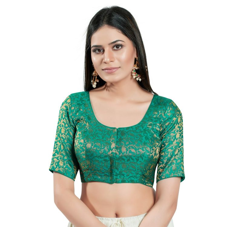 Picture of Ideal Brocade Rama Green Readymade Blouse