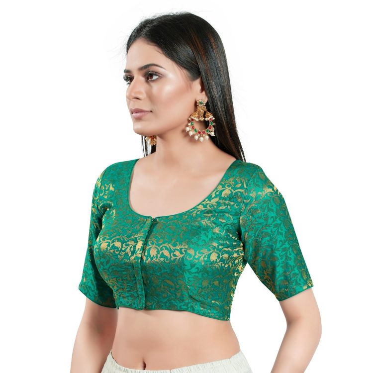 Picture of Ideal Brocade Rama Green Readymade Blouse