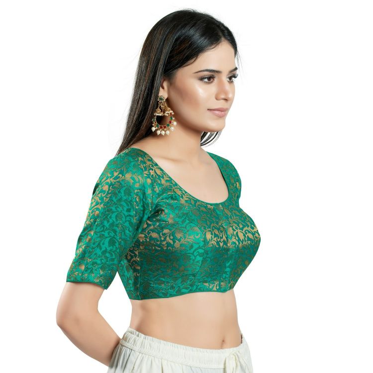 Picture of Ideal Brocade Rama Green Readymade Blouse