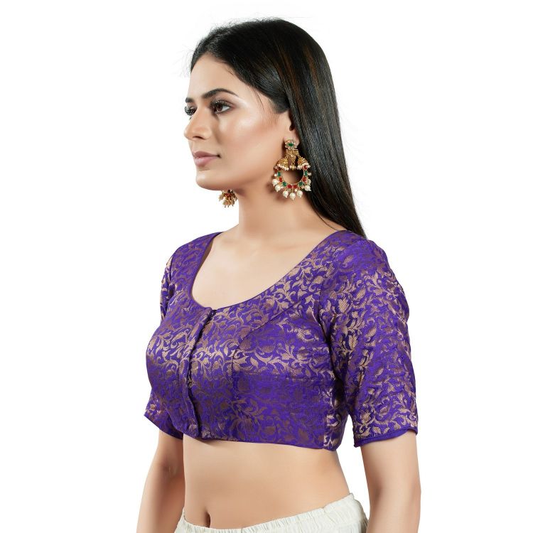 Picture of Charming Brocade Blue Readymade Blouse