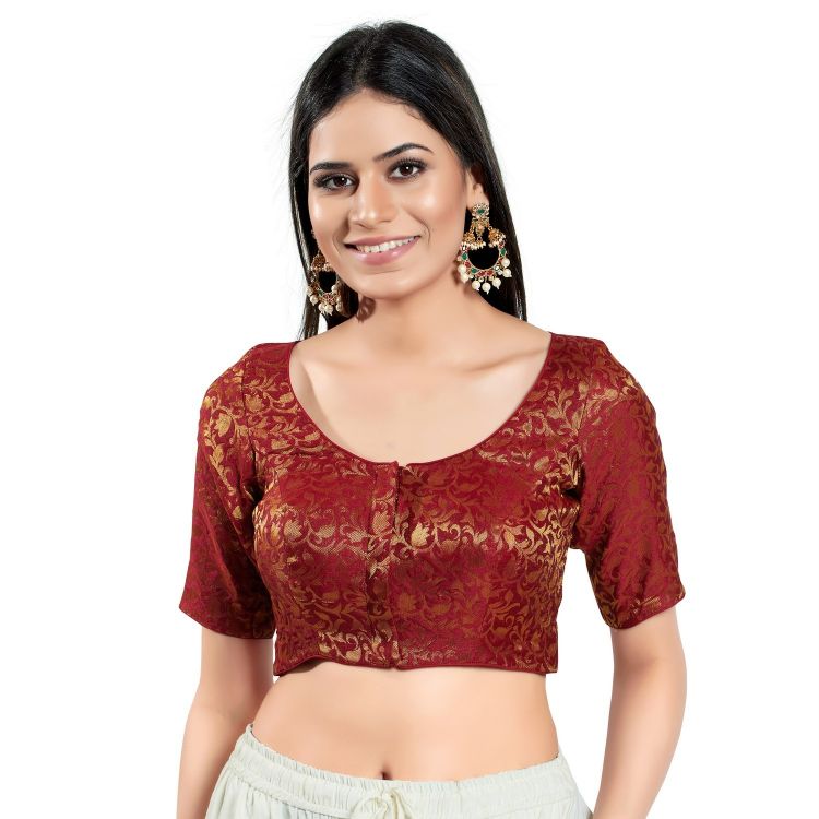 Picture of Superb Brocade Maroon Readymade Blouse