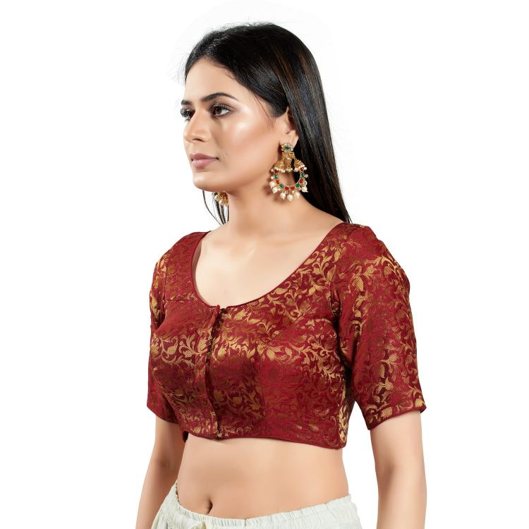 Picture of Superb Brocade Maroon Readymade Blouse