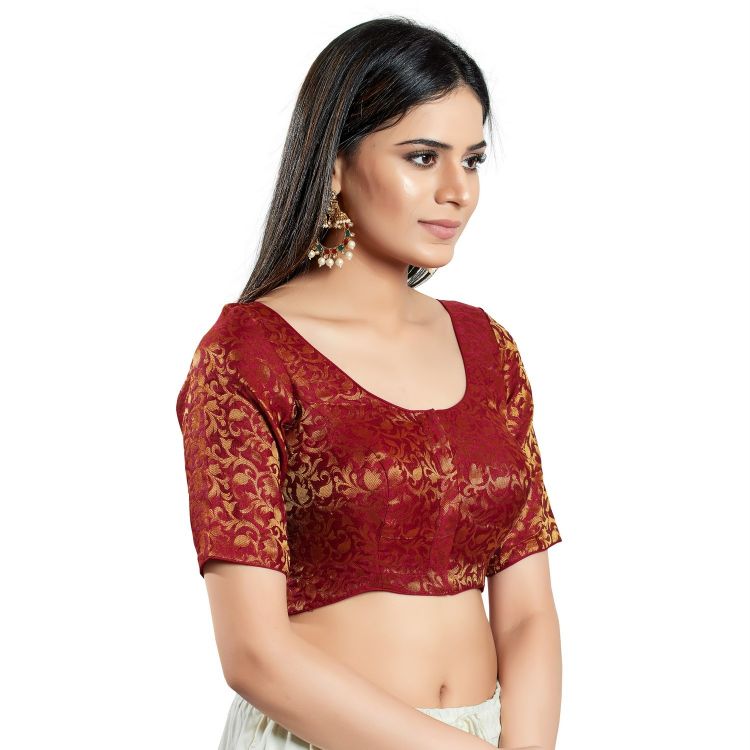 Picture of Superb Brocade Maroon Readymade Blouse