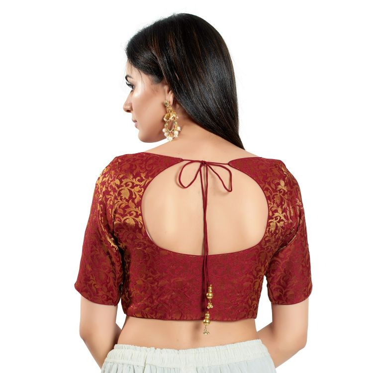 Picture of Superb Brocade Maroon Readymade Blouse
