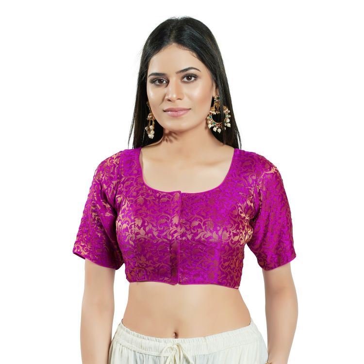 Picture of Taking Brocade Purple Readymade Blouse