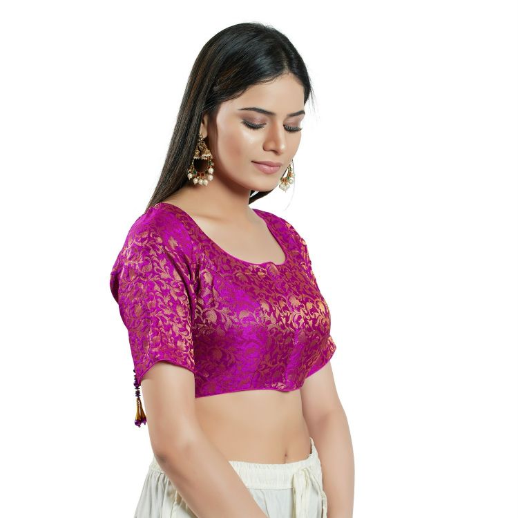 Picture of Taking Brocade Purple Readymade Blouse