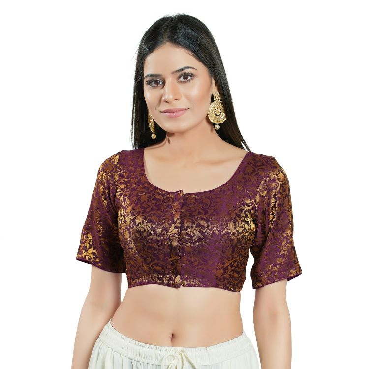 Picture of Beauteous Brocade Wine Readymade Blouse
