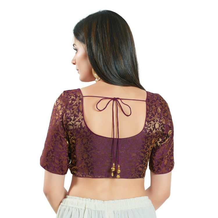 Picture of Beauteous Brocade Wine Readymade Blouse