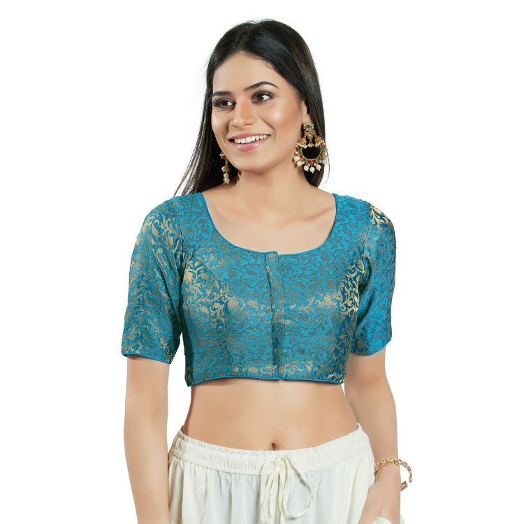 Picture of Gorgeous Brocade Sky Blue Readymade Blouse